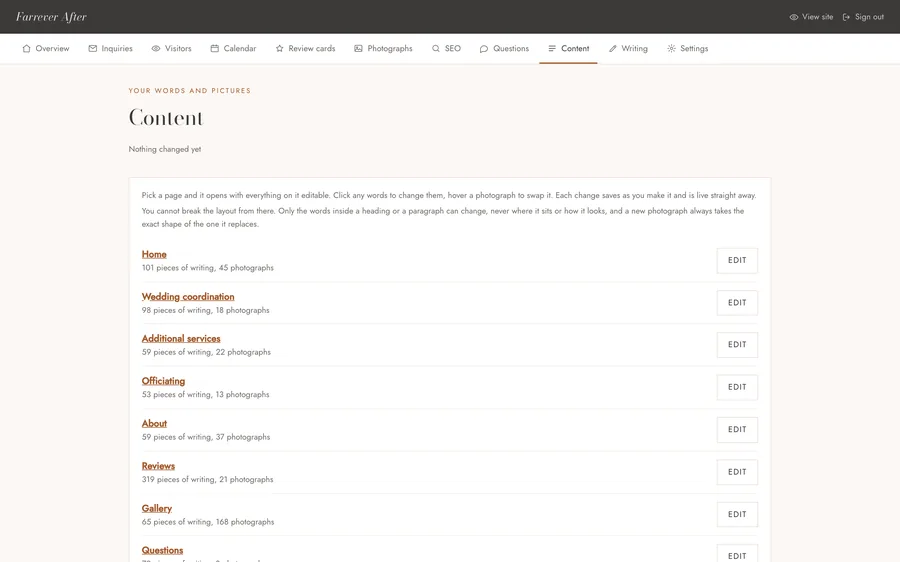 The Content screen