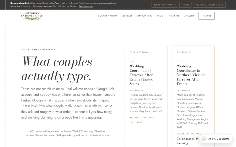 The What couples type screen