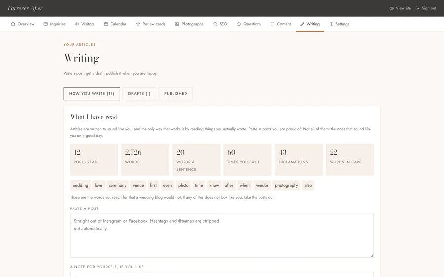 The How you write screen