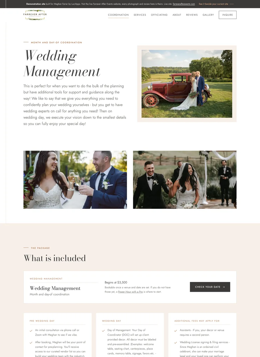 Wedding coordination, rebuilt, on a computer