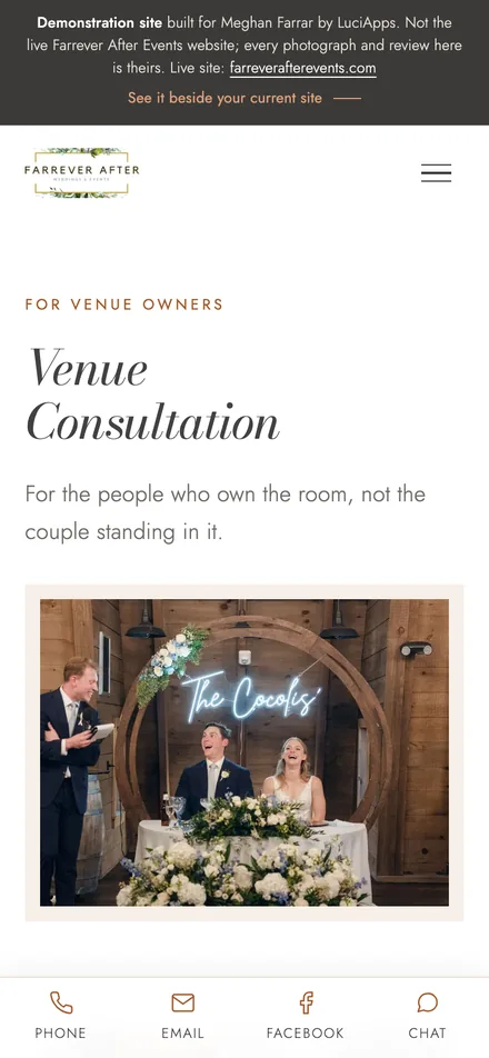 Venue Consultation, rebuilt, on a phone